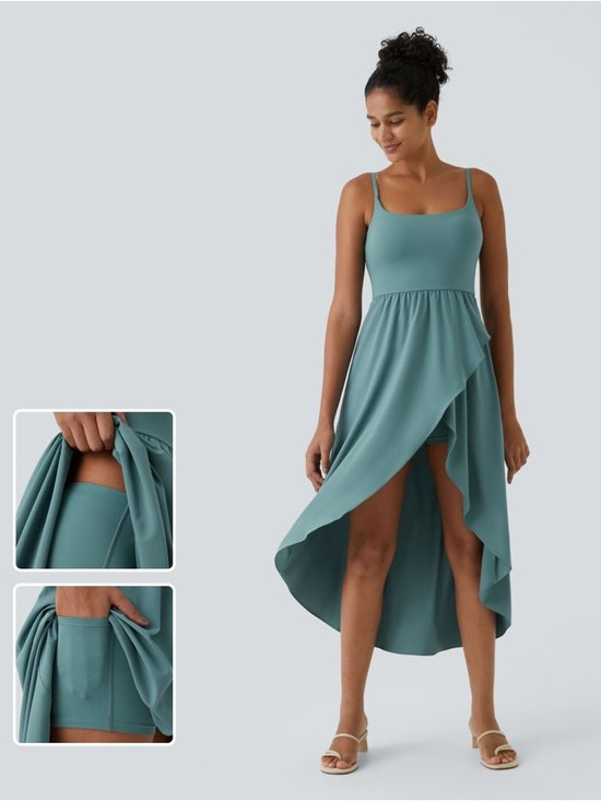 HALARA Dresses & Skirts - Breezeful Backless High Low 2-Piece Side Pocket Flowy Midi dress medium blue
